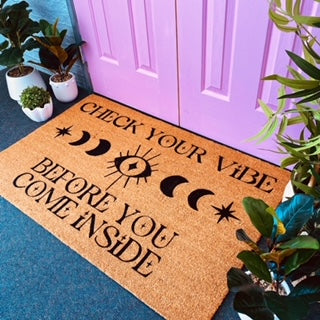 Check Your Vibe - Celestial Moon Doormat