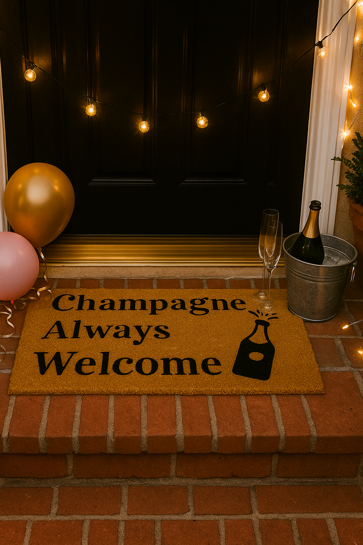 Champagne Always Welcome Doormat